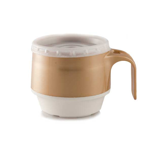 Disposable mug lid on ErgoGrip insulated mug